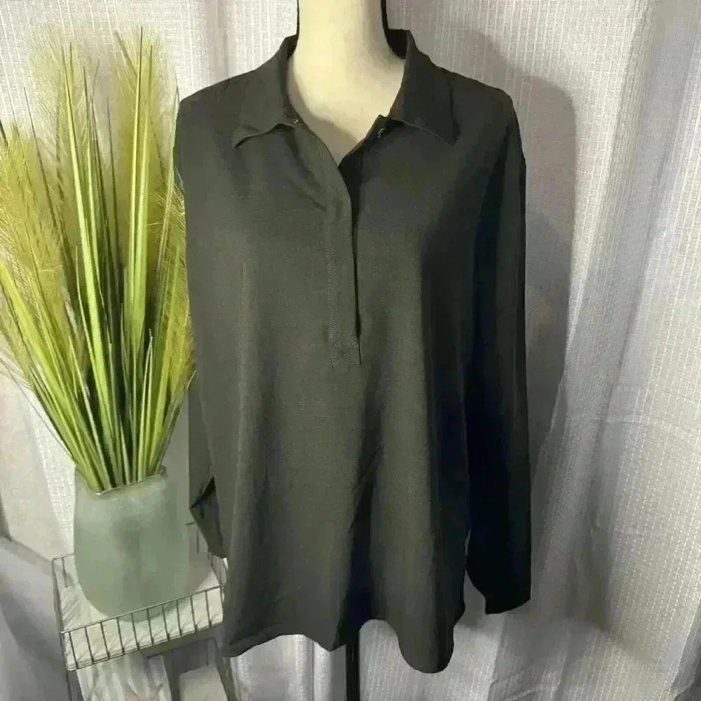 Tailor New York Women’s 2X Wool Blend Blouse Long Sleeve Pullover Tunic Top